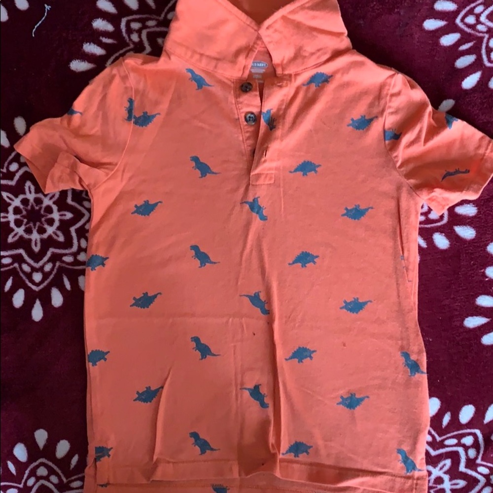 Orange Dino polo shirt 5T